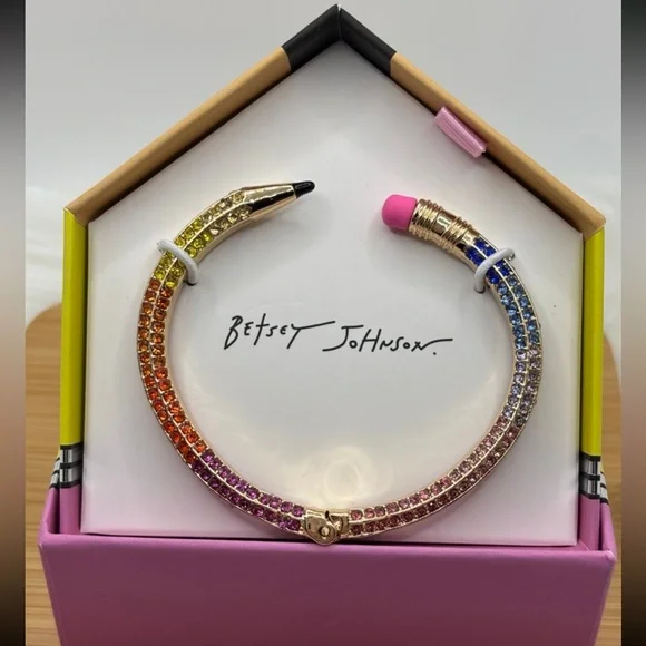 RESERVED @melissaw1126 BETSEY JOHNSON Multi-Color Crystals Pencil Bracelet NWT - Picture 2 of 7
